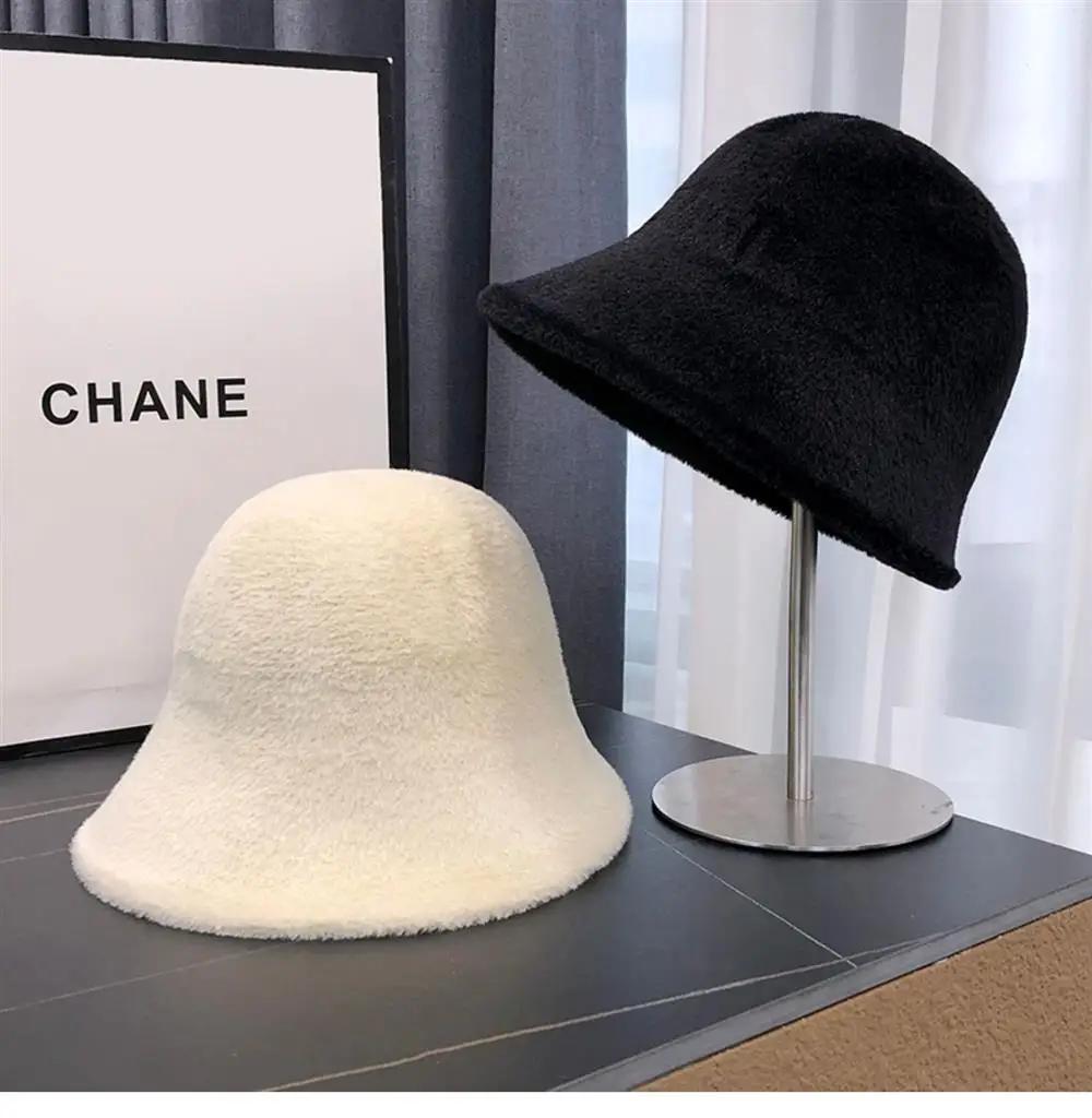 Autumn And Winter Plush Fisherman Hat, Children'S Korean Version Bucket Hat, Wool Thickened Warm Basin Hat