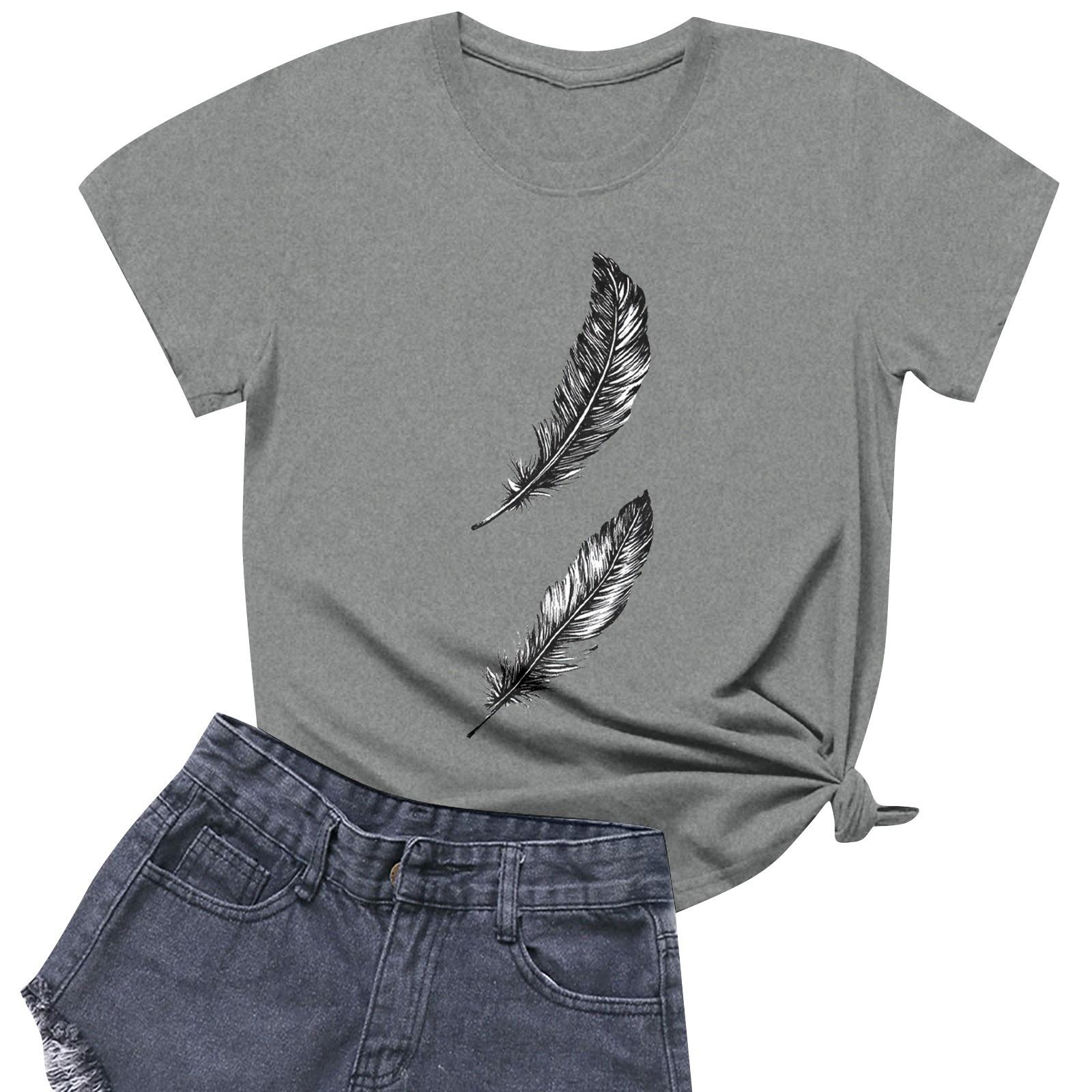 

Women s Fashion Casual Printed Short Sleeve Round Neck Pullover Tops M