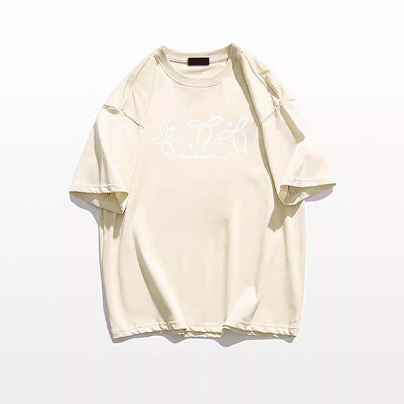 Damen High Street 100% Baumwolle Schleife Kurzarm T-Shirt - Nischendesign Sommeroberteil