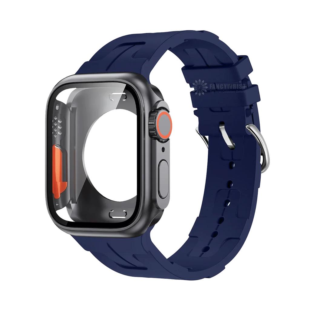 Original Silicone Band &Change To Ultra Case For Apple Watch 9 8 7 6 SE 5 4 Strap For iWatch Series 44mm 45mm 42mm 41mm Bracelet