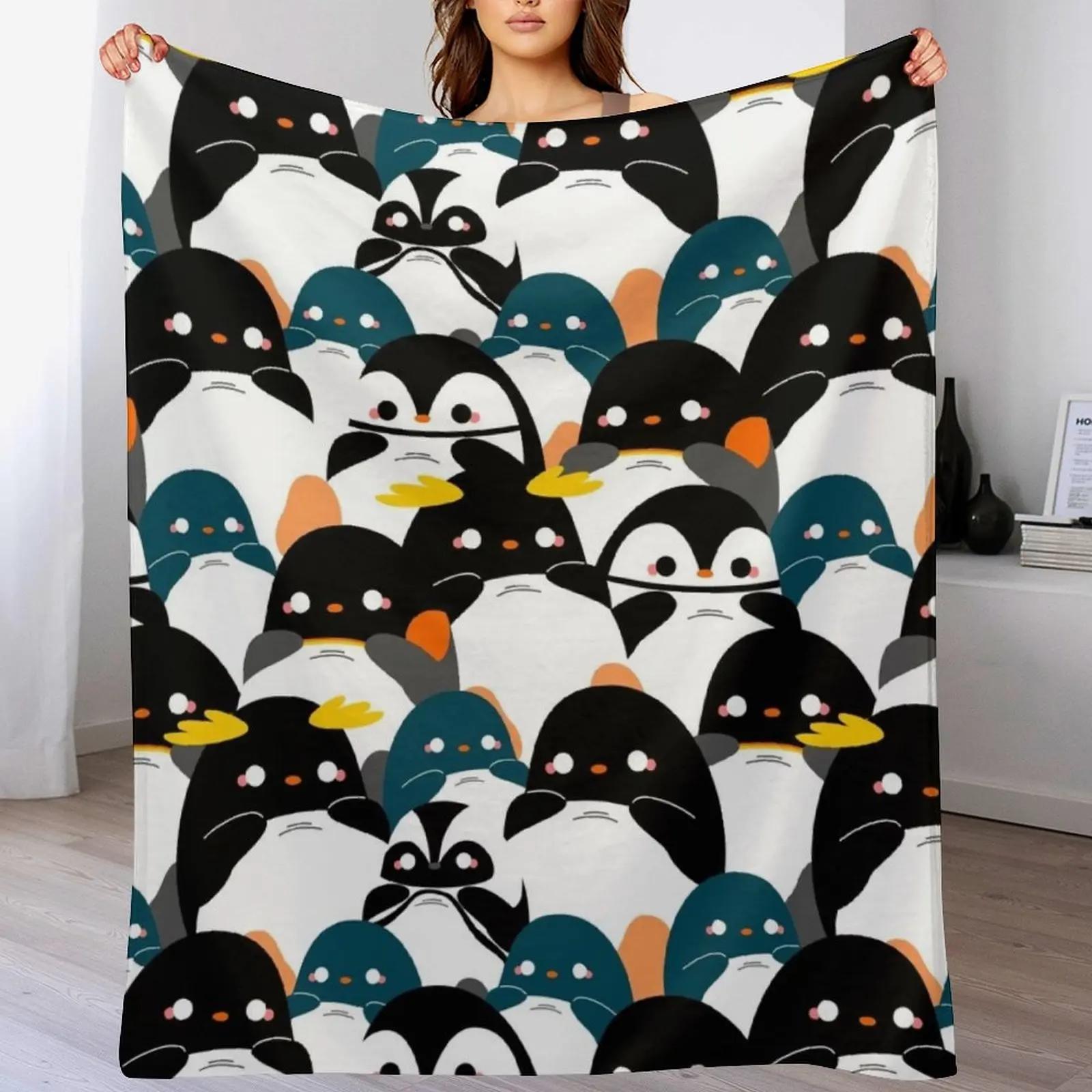 

Chubby Penguin Pattern Throw Blanket Shaggy Furry Soft Blanket for Bedroom Living Room 102x76cm(40x30in)