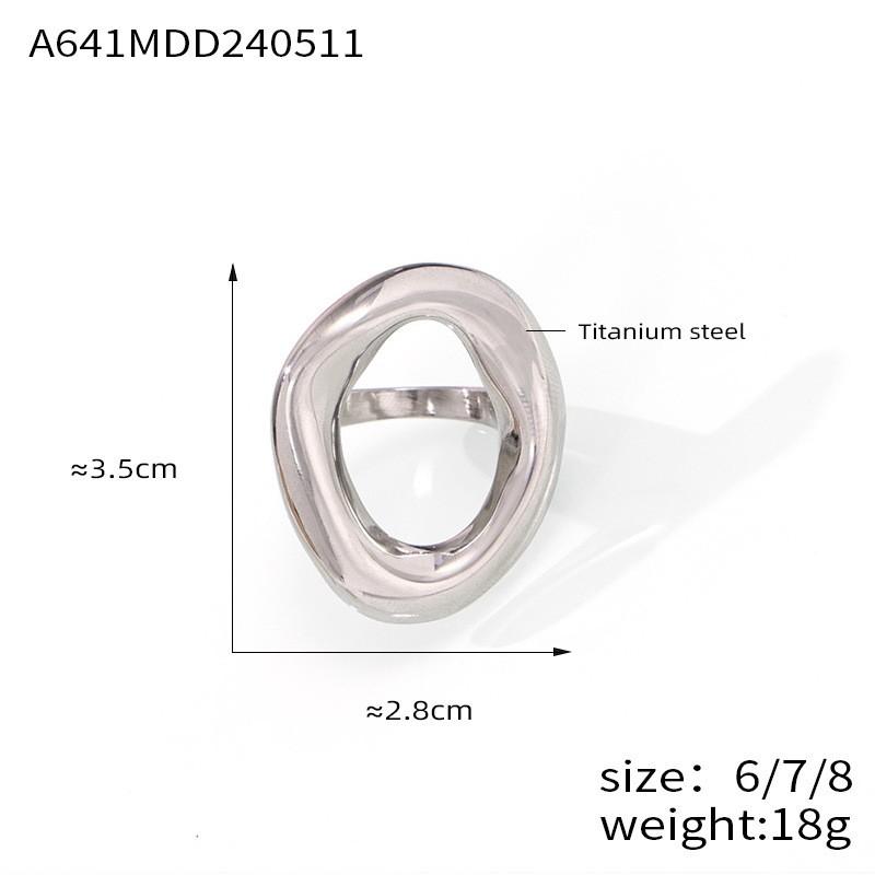 316L Stainless Steel Gold Plated Big Ring for Women Oval Hollow Personality Ring Female Luxury Waterproof Zircon
