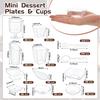 450 szt. Przezroczyste Talerzyki Deserowe Kubeczki Łyżeczki Widelczyki Zestaw Wielokształtne Plastikowe Kubeczki na Lody Jednorazowa Zastawa Stołowa Akcesoria Imprezowe