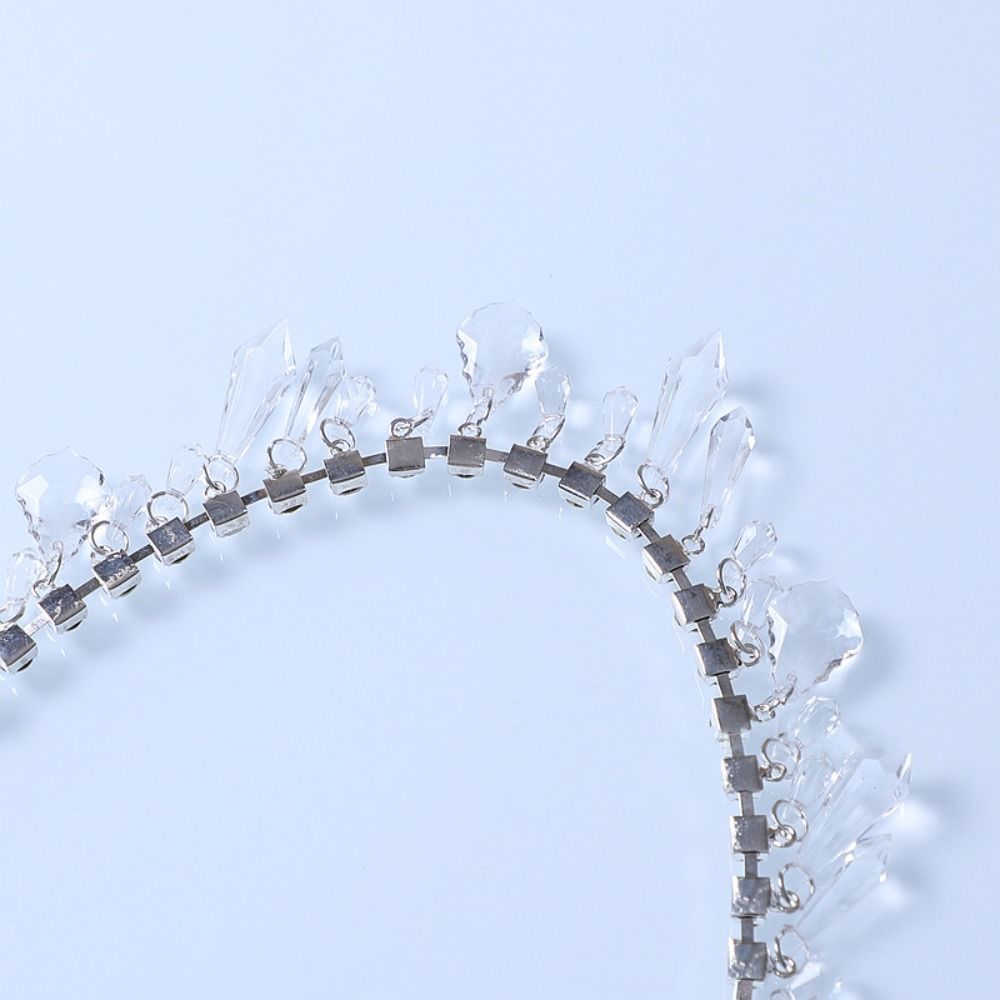 1Yard Transparent Pendant Chain Glass Rhinestone Trim Silver Craft DIY Decoration Beaded Lace Trim Glitter Rhinestone Ribbon