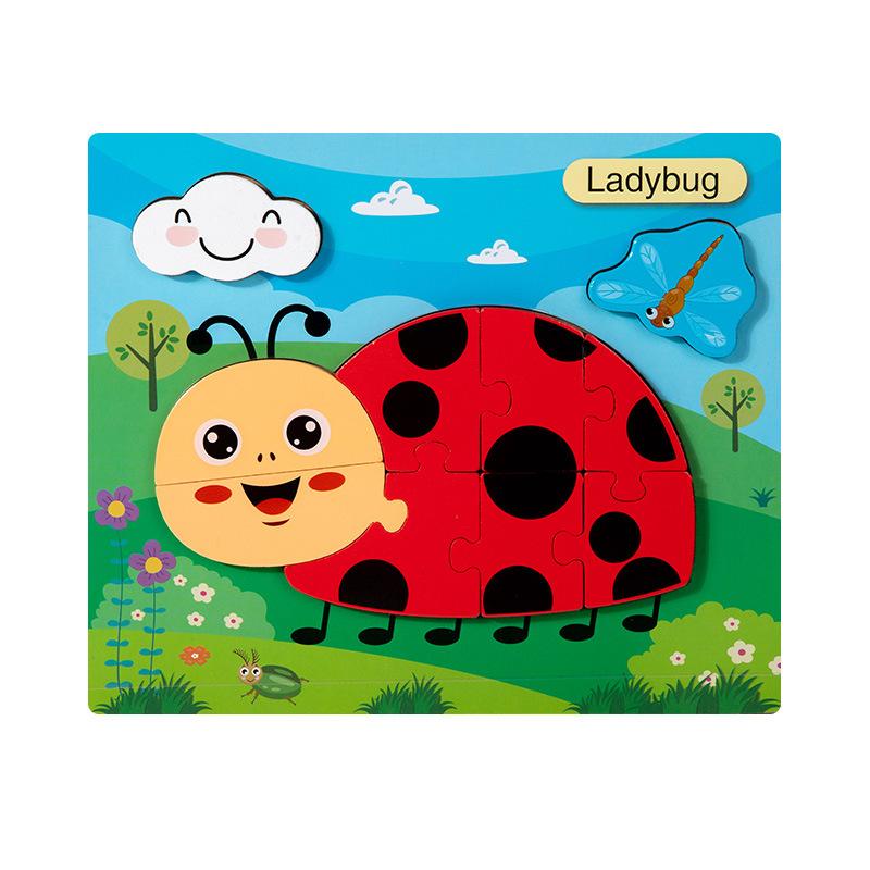 Kognitive 3D dreidimensionale Puzzle-Spielzeuge für Kinder 0-3 Jahre, frühpädagogische Lernpuzzle aus Holz