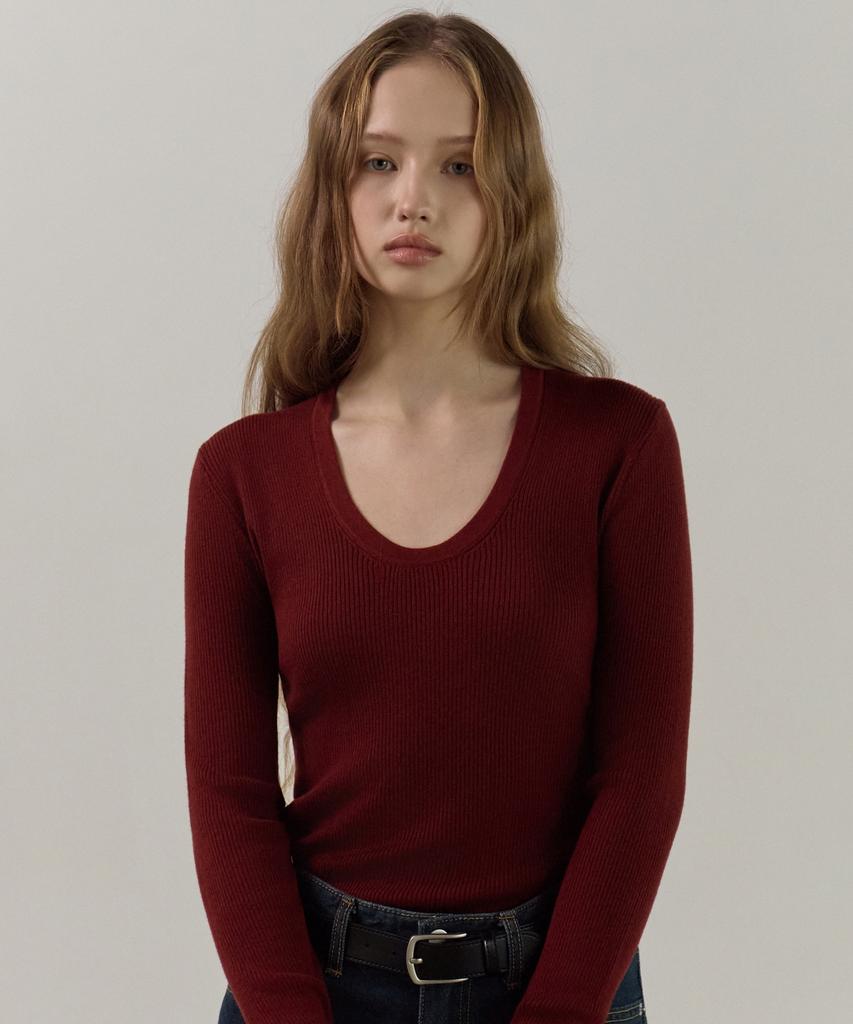 ELLIOTI Scoop Rib Knit Ts_3Color