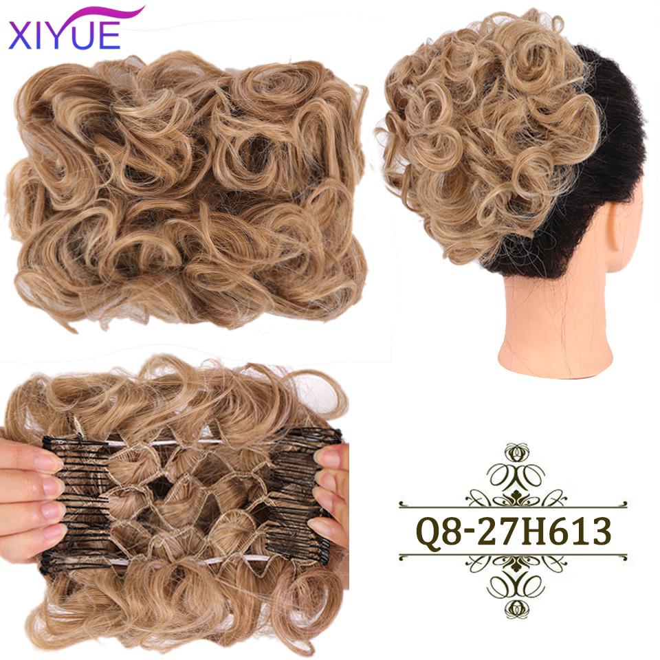 LARGE Comb Clip In Curly Hair Extension Synthetic Hair Pieces Chignon Women Updo Cover Hairpiece Extension Hair Bun