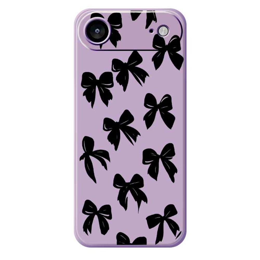 For iPhone 17 Air Case Black Bow Pattern Printing Straight Edge TPU Phone Back Cover