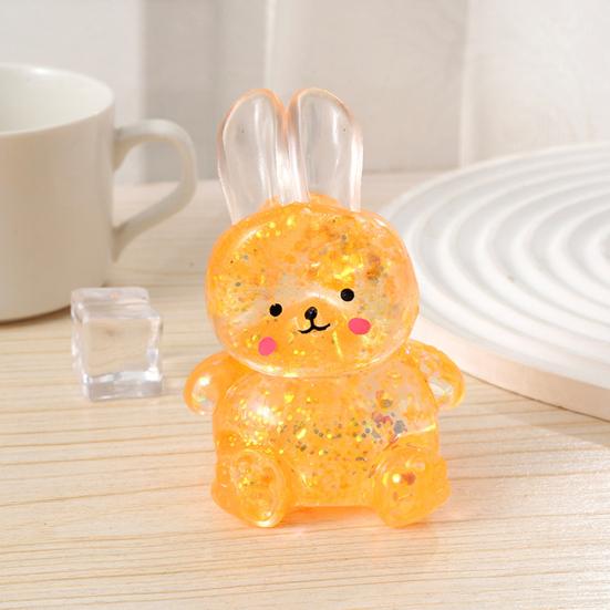 1/4Pcs Transparent Glitter Bunny Squeeze Toy Slow Rebound Stress Relief Cartoon Rabbit Sensory Toy Decompression Animal Stress Ball