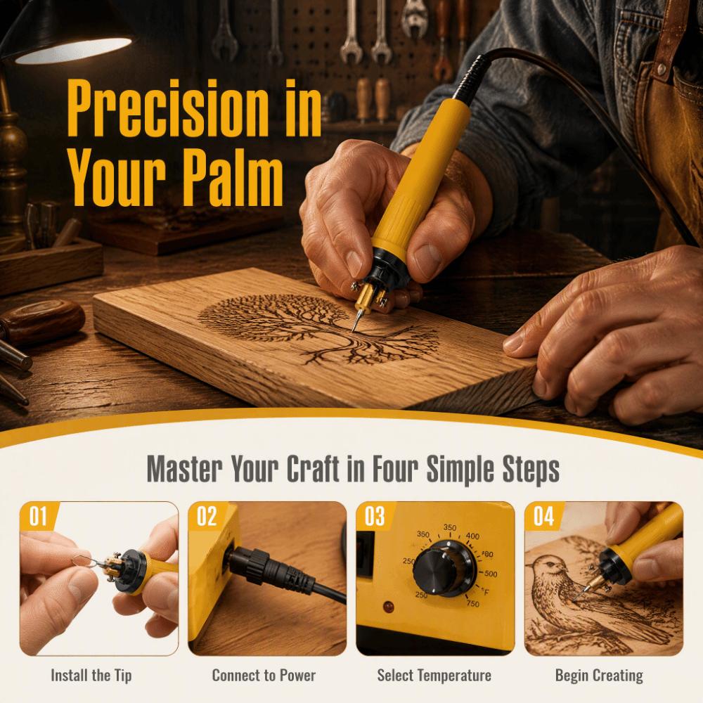 Anti-slip Grip Electric Soldering Iron Lightweight Pyrography Tool For Woodworking