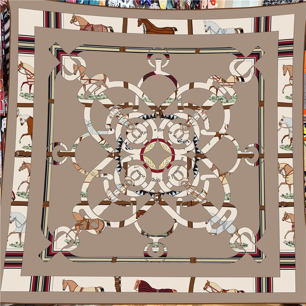 POBING Silk Cashmere Scarf Women Manual Hand Rolled Square Scarves Wraps Big Bandana Luxury Hijab Female Foulards Poncho 135CM