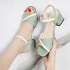 Women's Sandals Fashion Soft Leather High Heeled Sandals Summer Gentle Style Thick Heeled Women's Shoes
