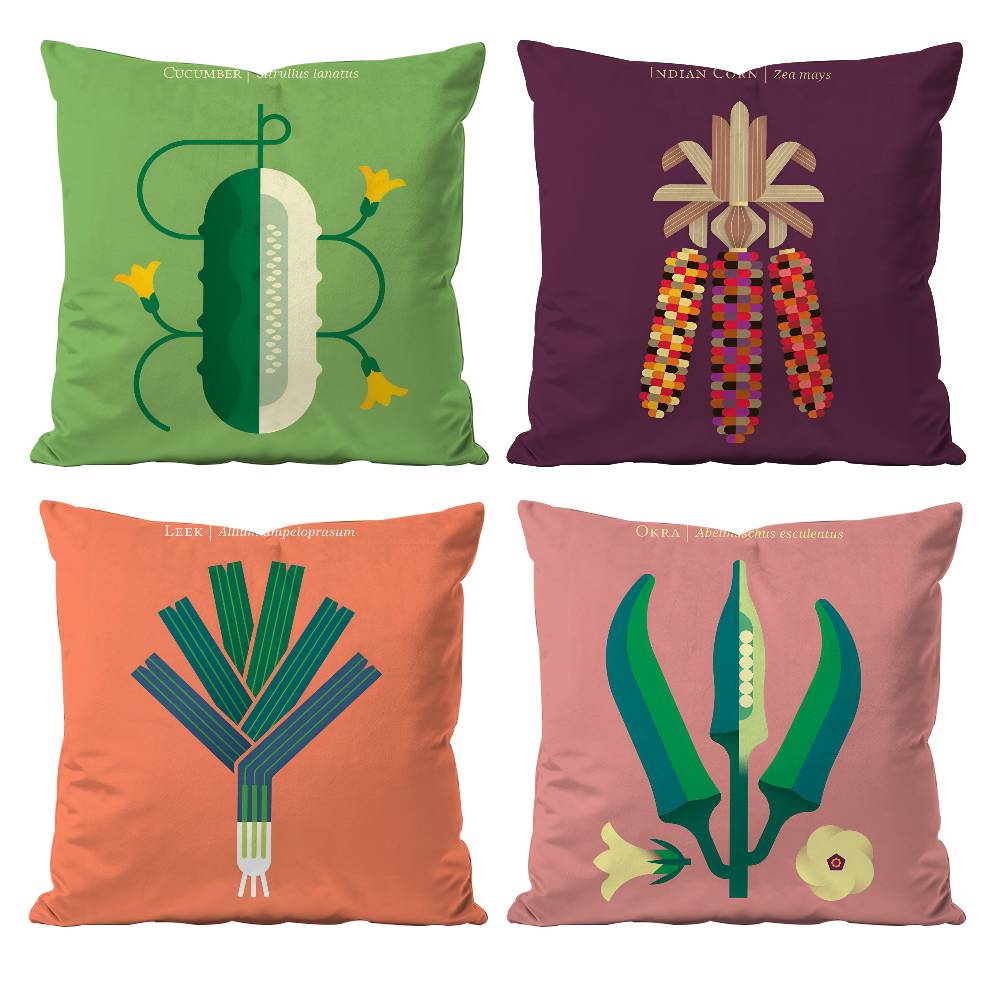 Vegetable Lovely Simple Pillow Case Anti-dustmite Pillowcase Invisible zipper silky short plush Sofa cushion cover