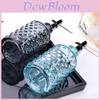 Glass Dispenser Bottle 400ml With Colorful Embossed Floral Pattern For Home Bathroom Use