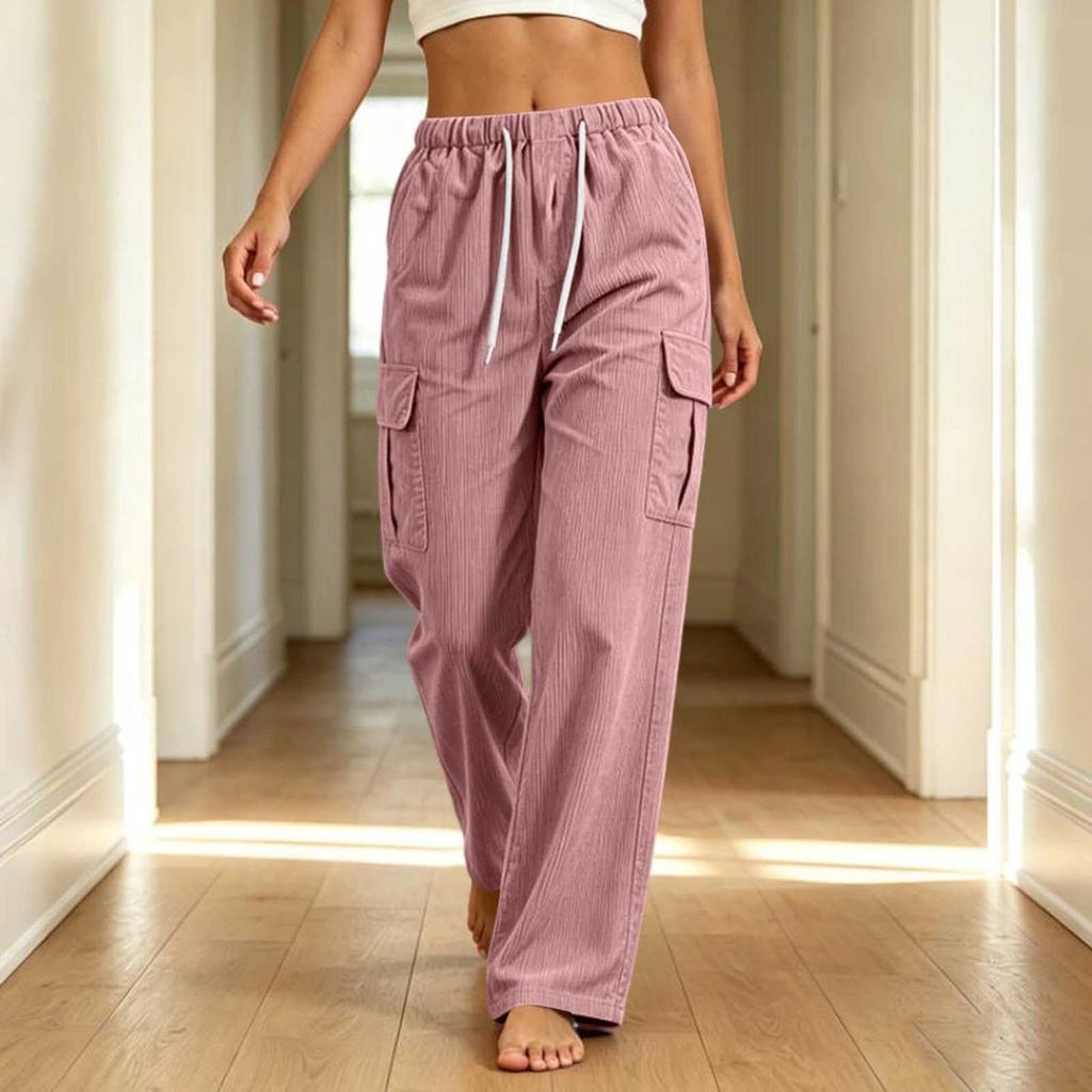 Women's Wide Leg Pants Loose Fit Color Casual Trousers