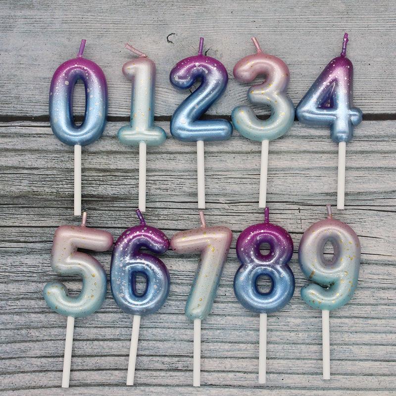 New Galaxy Starry Sky Gradient Number 0-9 Candle Creative Romantic Party Dream Gradient Candle