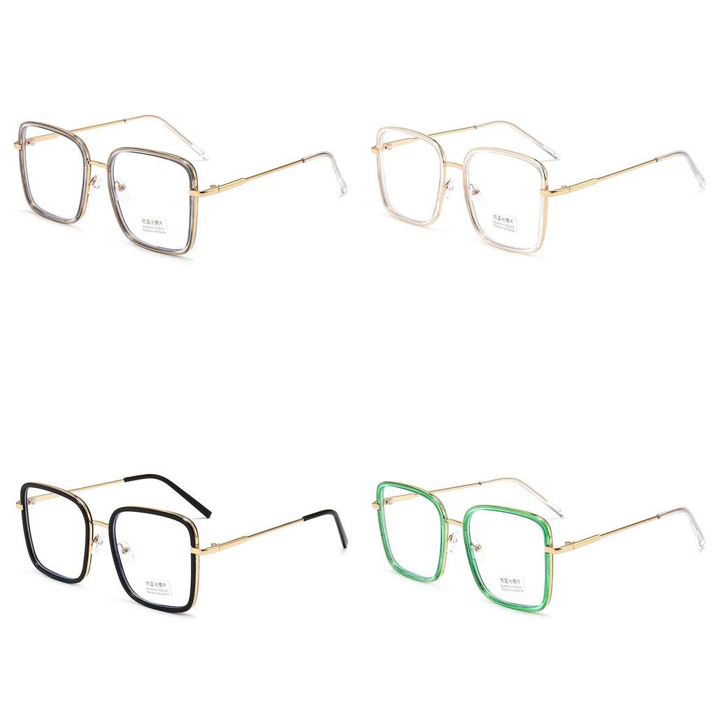 Summer Trendy Flat Glasses With Blue Light Protection And Metal Frame For Fashionable Men And Women