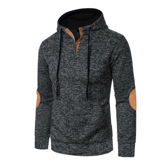 Men Fleece Lined Hoodie Warm Casual Sweatshirt with Button Hood Cozy Thickened Pullover for Autumn Winter Daily Wear Sports School Street
