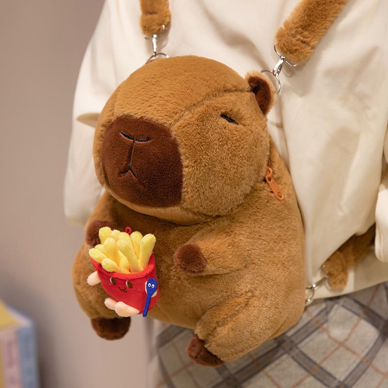 Plush Child Capybara Backpack With Adjustable Straps Leisure Outdoor Bag Storage