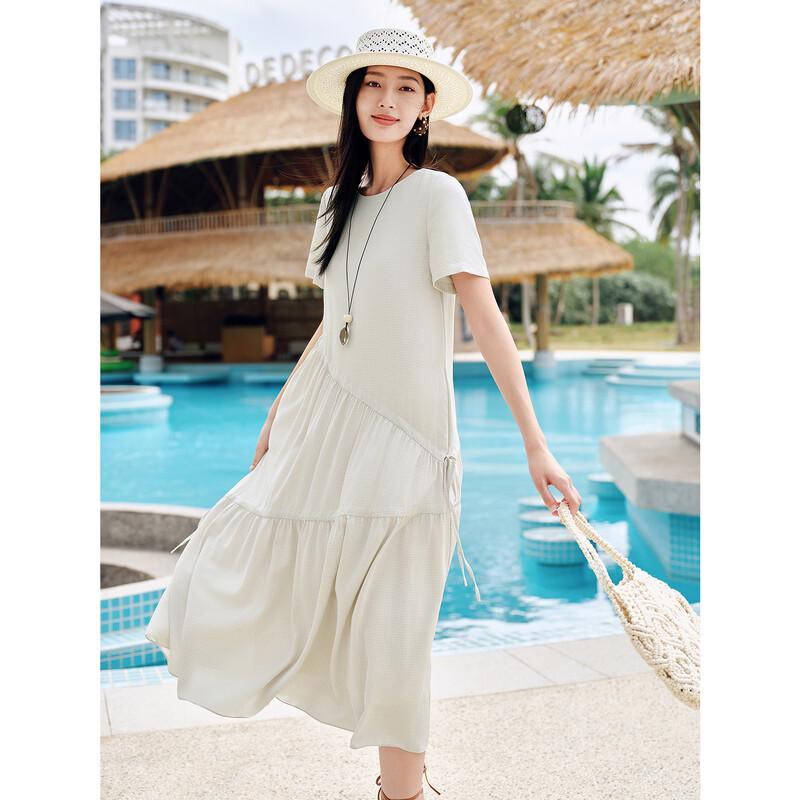 JIUZI Anna & Coco Textured A-Line Commuter Maxi Dress 2025 Summer