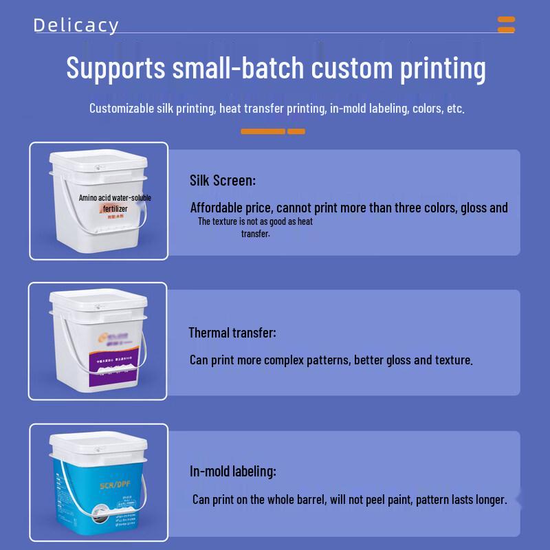 ZISIZ Square Food-Grade Plastic Bucket