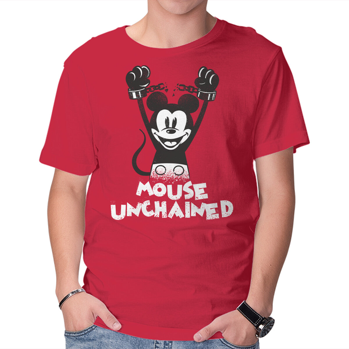 Unisex Crew Neck T-Shirt Mouse Unchained Graphic Short Sleeve Casual Tee XXXXL