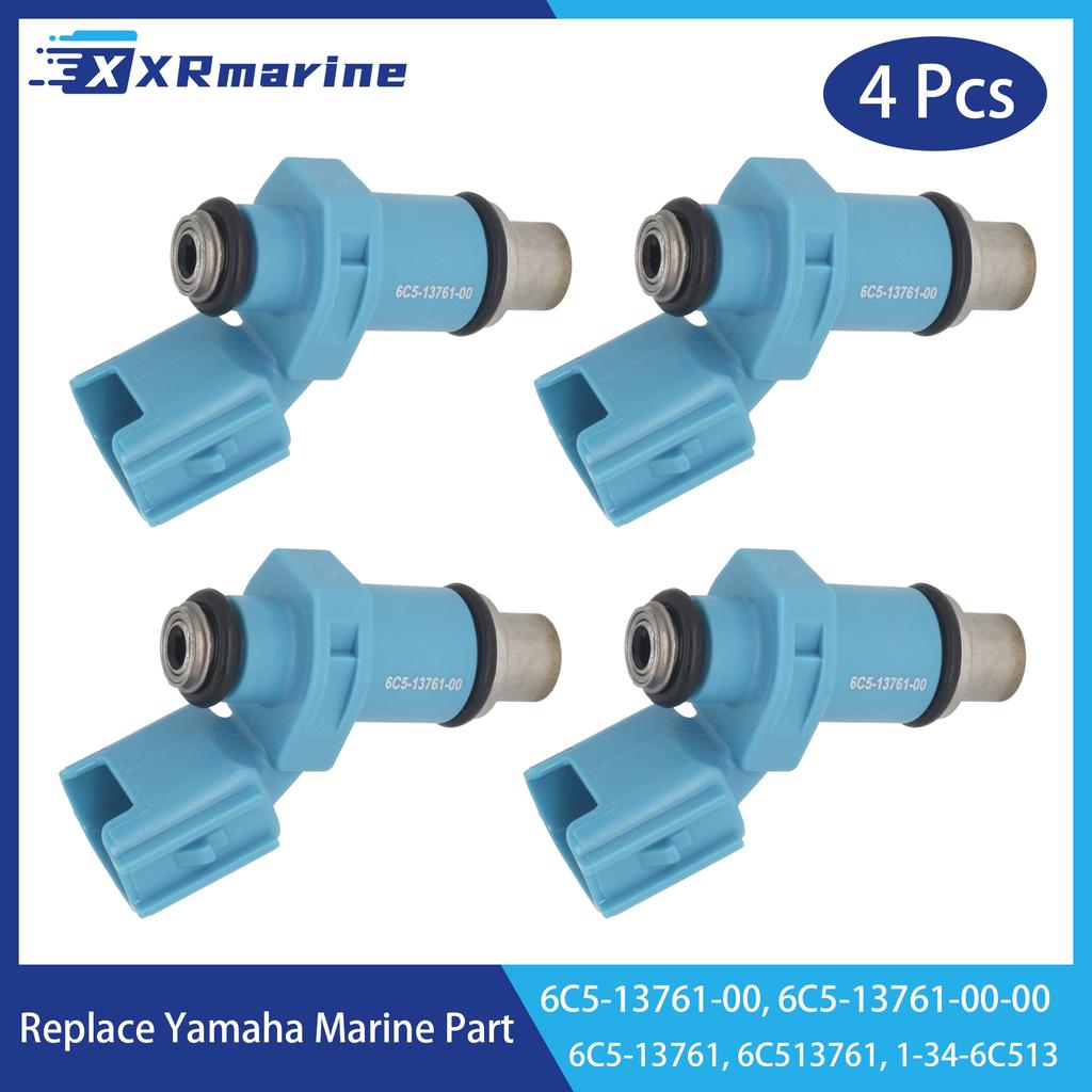 4 Pcs Fuel Injectors 10 Holes 6C5-13761-00 for Yamaha 2 4 Stroke FT F T 40 50 60 70 HP Outboard Engine 6C5-13761-00-00 6C5-13761
