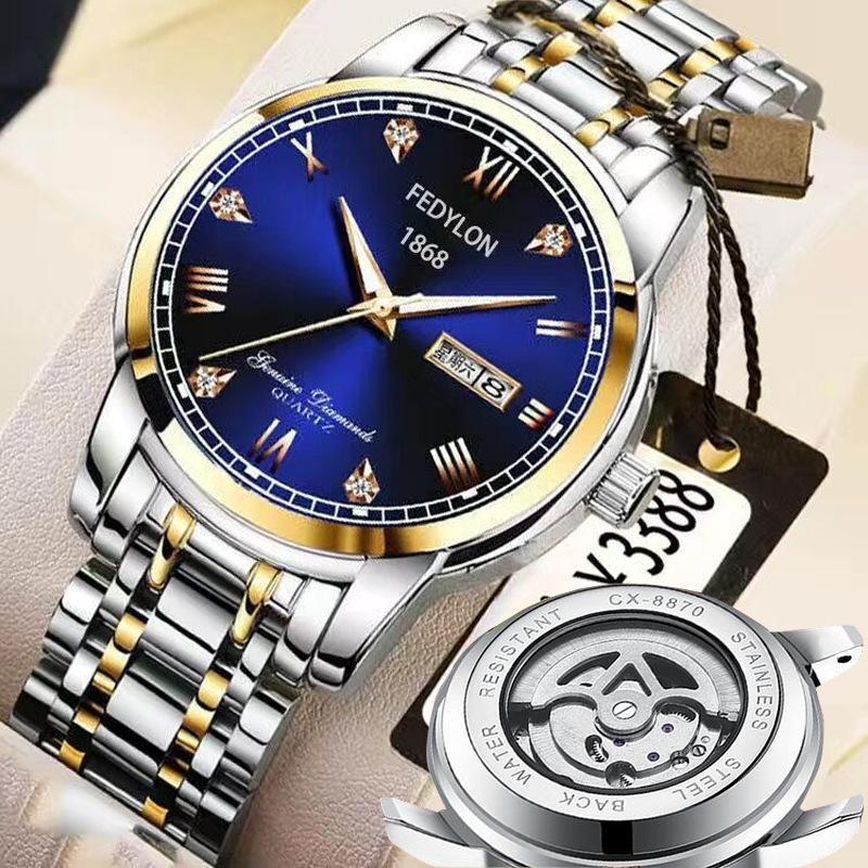 Fatilon Automatic Non-Mechanical Watch Tourbillon Luminous Waterproof Watch Men'S Pouch Drill Dial High-End Watch