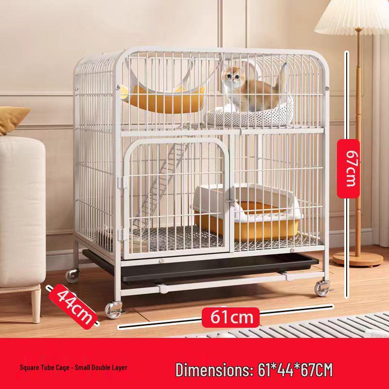 Large Double-Layer Indoor Cat Villa: Space-Saving, Portable Cage with Nest