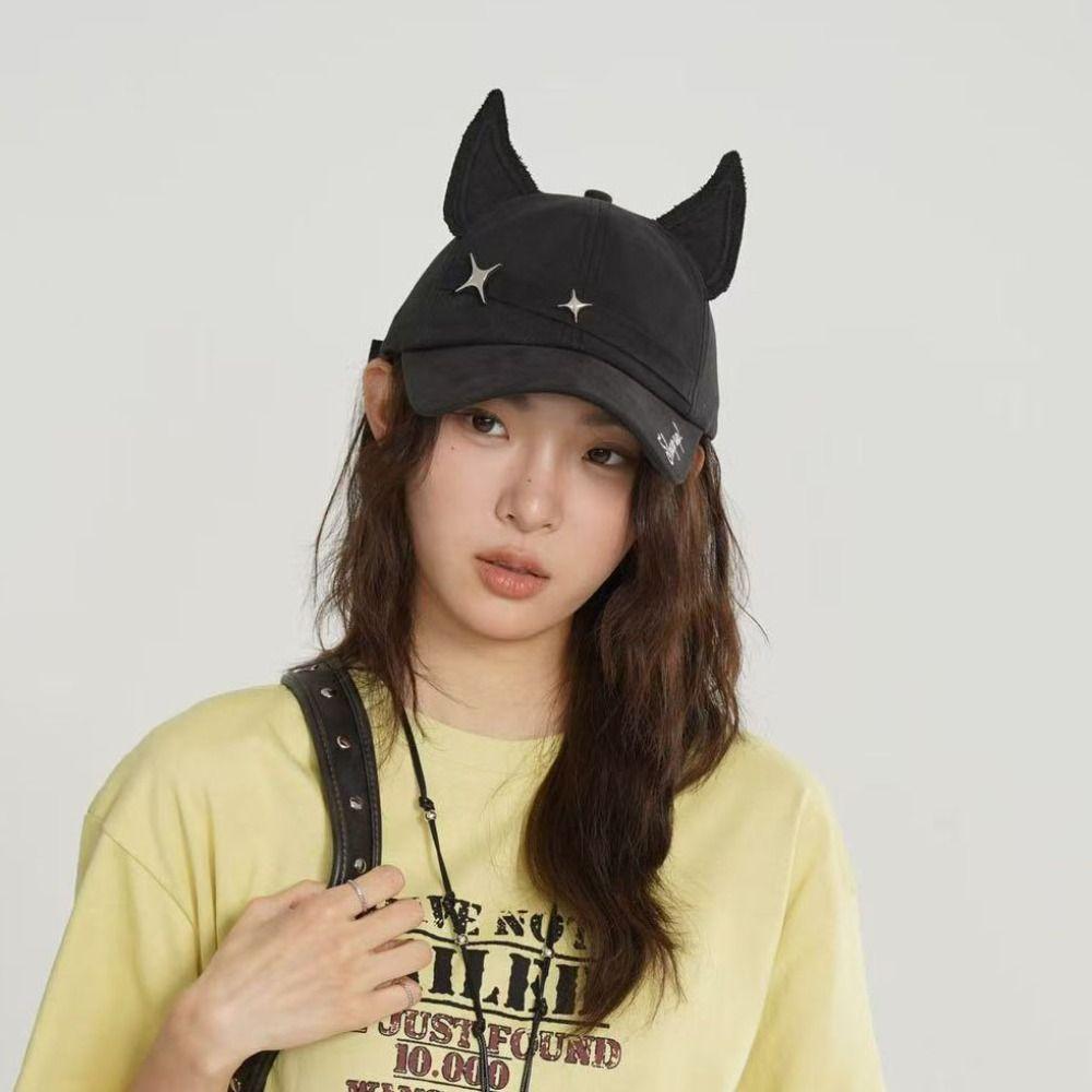 Cotton Baseball Caps Fox Ear Peaked Cap Unisex Sunscreen Hat  Spring Autumn