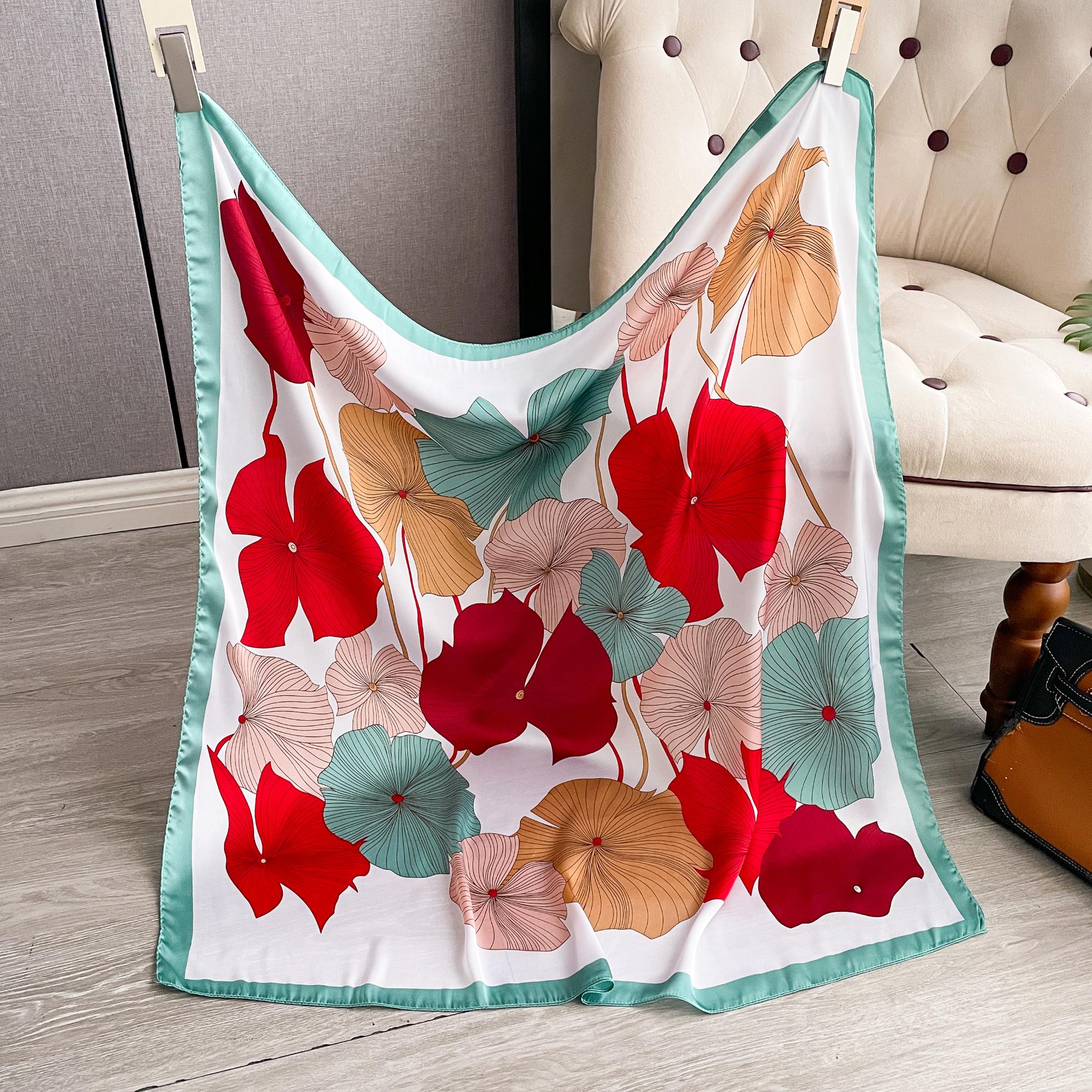 

Весенне-летняя мода, роскошный принт, 90*90 см, женский шарф, атласная квадратная шаль, элегантный платок, пляжная солнцезащитная бандана