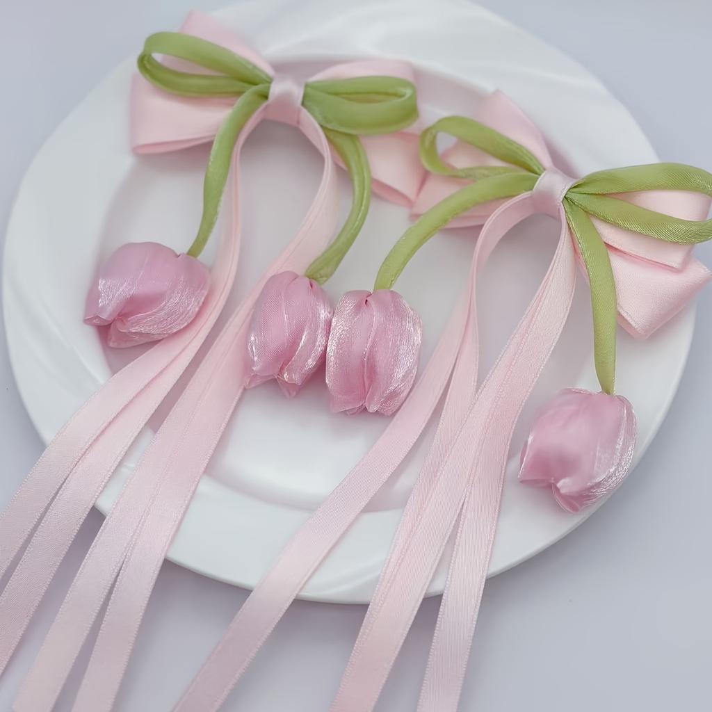 1pc Women's Hair Accessories, Hair Clips in Korean Style with Bow and Streamers, for Wedding, Birthday, Party and Gifts