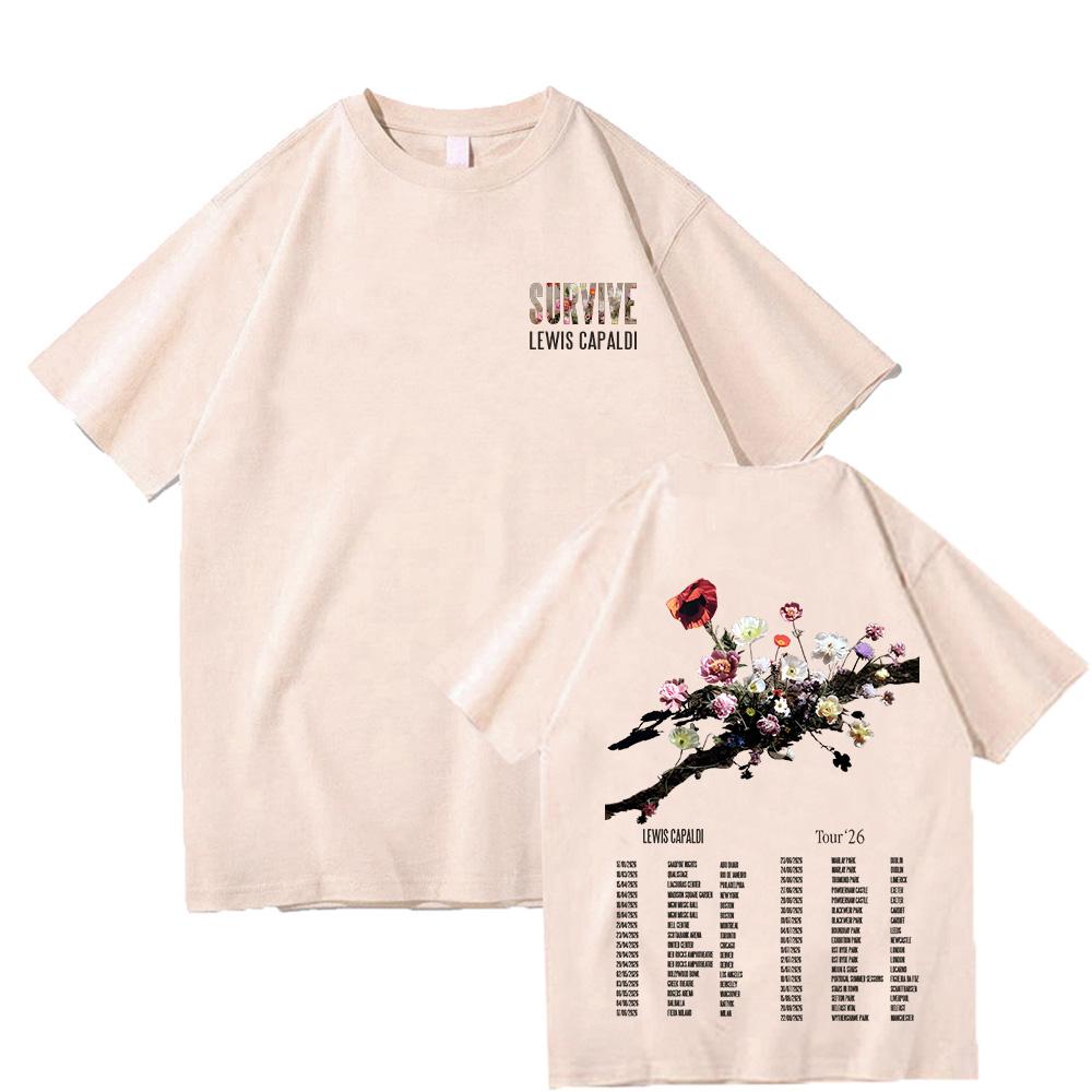 

Lewis Capaldi Tour 2026 T Shirts Summer Vintage Graphic Clothes Super Cotton Comfortable Hip Hop Tee Shirt Unisex Casual Y2K Top M пісочний