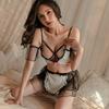 Sexy Lingerie Cute Maid Cosplay Underwear Bra Skirt Panties Set Women Erotic Badydoll See-Through Dress  Role Play Outfit