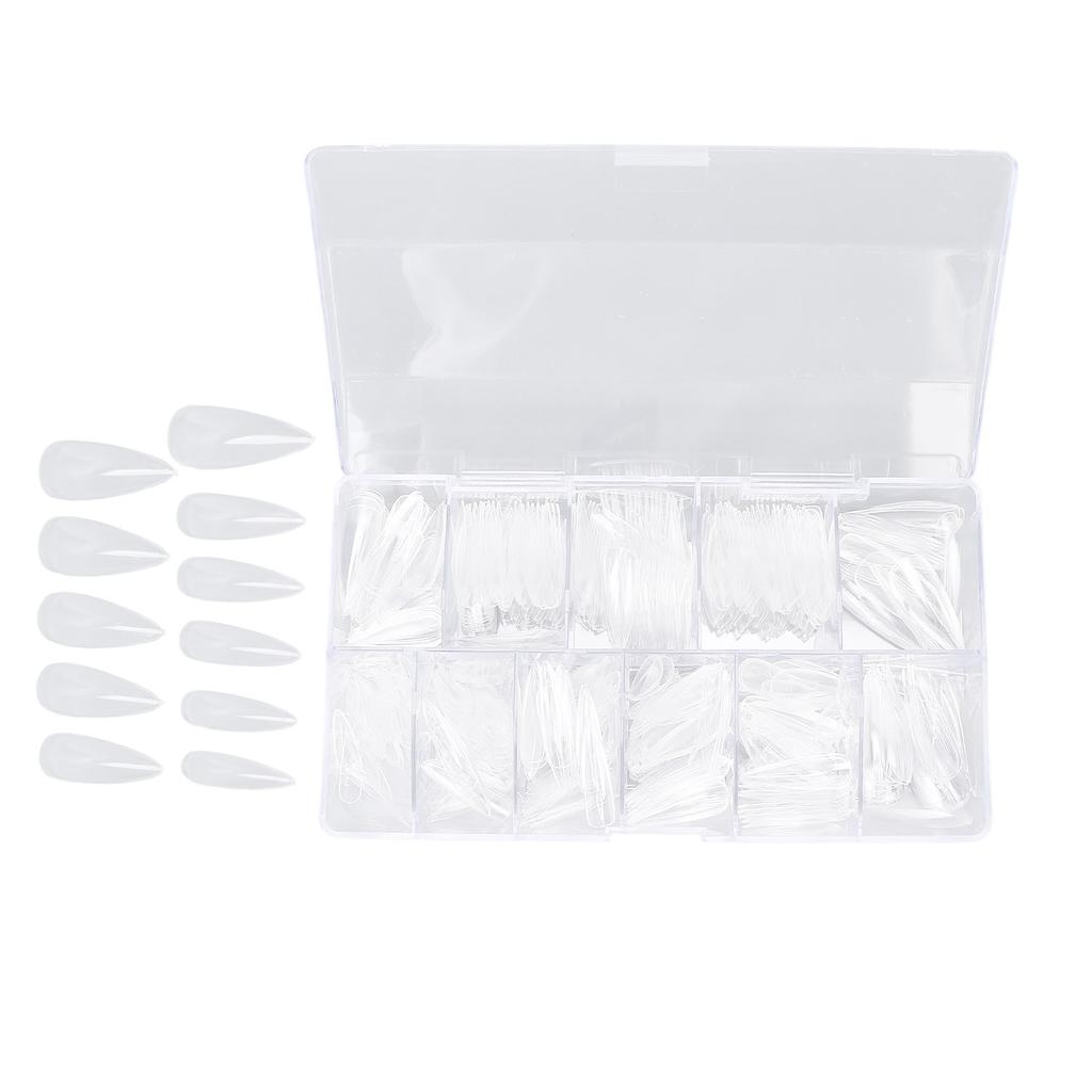 500pcs Transparent Coffin Long Fake Nails Artificial False Nails Tips Manicure Decal for Nail Salon