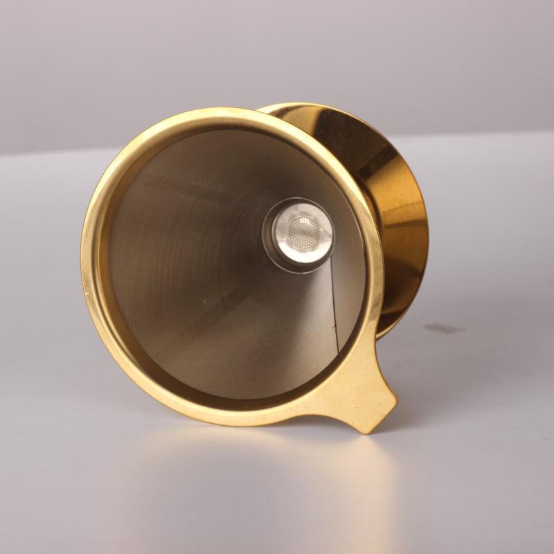 Stainless Steel Pour Over Coffee Filters Double-layer Filter Reusable Cone Pour-over Coffee Dripper with Stand Home Cafe Barista