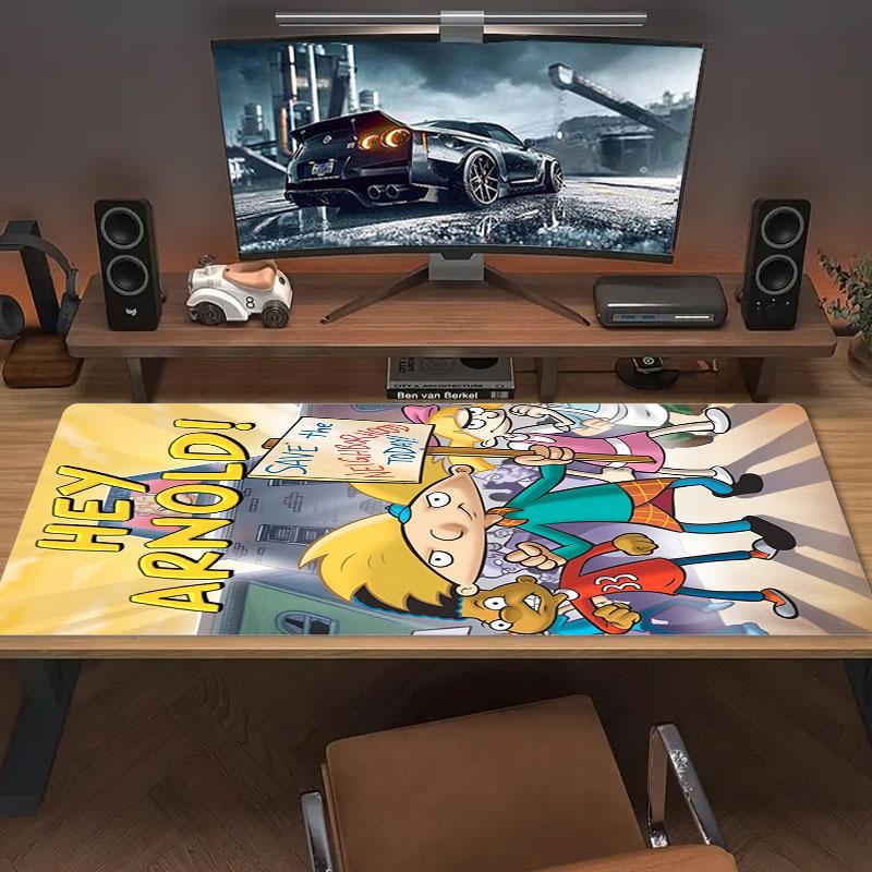 Hey Arnold! Mouse Pad, Large Gaming Desk Mat, Non-slip XXL Mousepad for Laptop & Tablet, Mini PC Playmat with Stitched Edges
