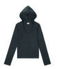V Neck Button Hoodie (Charcoal Gray)