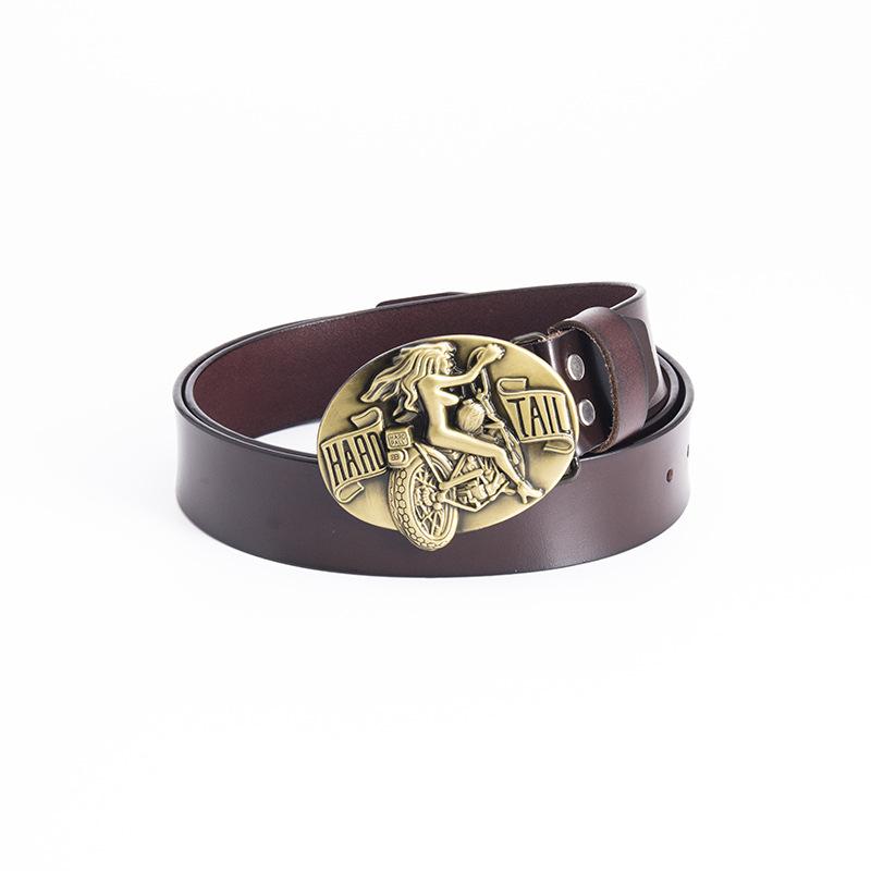 Men's and Women's Locomotives Beautiful Women's Belts Fashionable Retro Whole Real Cowhide Belts