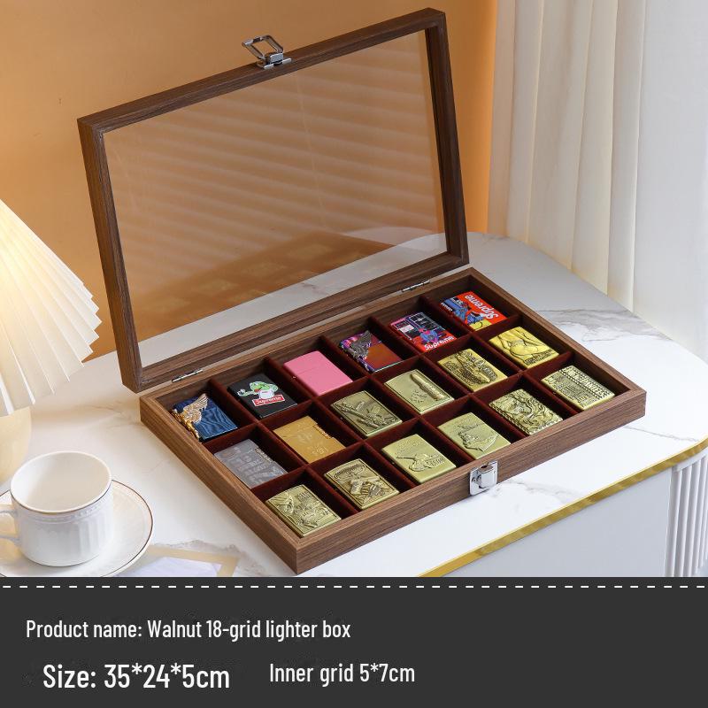 Windproof Lighter Display & Storage Box, Transparent Dustproof Cover, Large Capacity