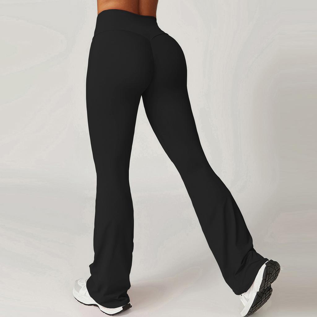 Mote Dame Svart Slim Høy Midje Yogabukser Sportsbukser Trening Løping Fitness Yoga Utsvingte Bukser Dame