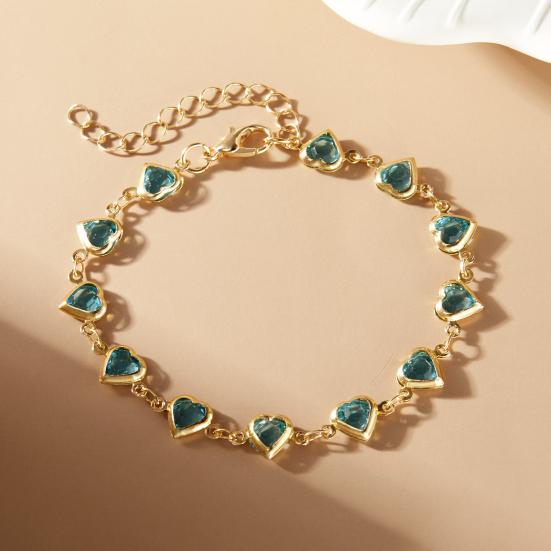 Cubic Zircon Heart Beaded Bracelet for Women Heart Chain Bracelet Bridal Wedding Party Jewelry Accessory