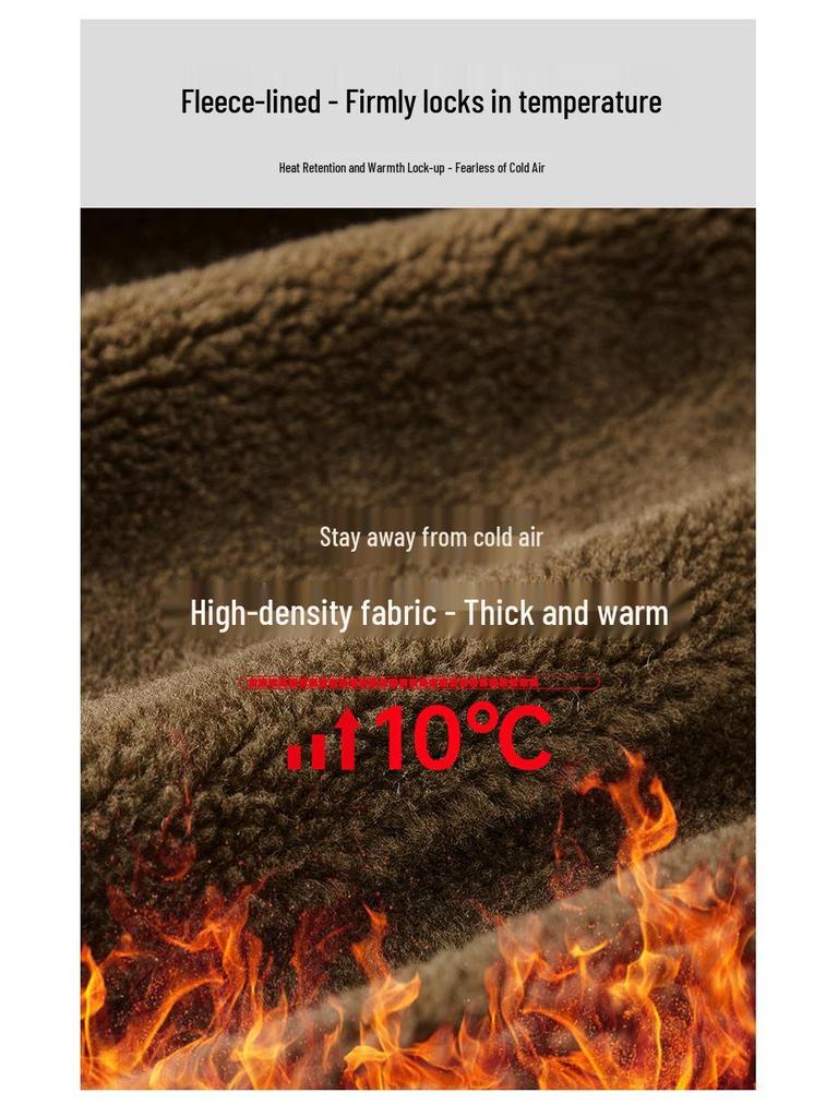 2025 Men's Fleece-Lined Warm Jacket with Detachable Fur Collar - Wear-Resistant Cotton Coat for Autumn/Winter