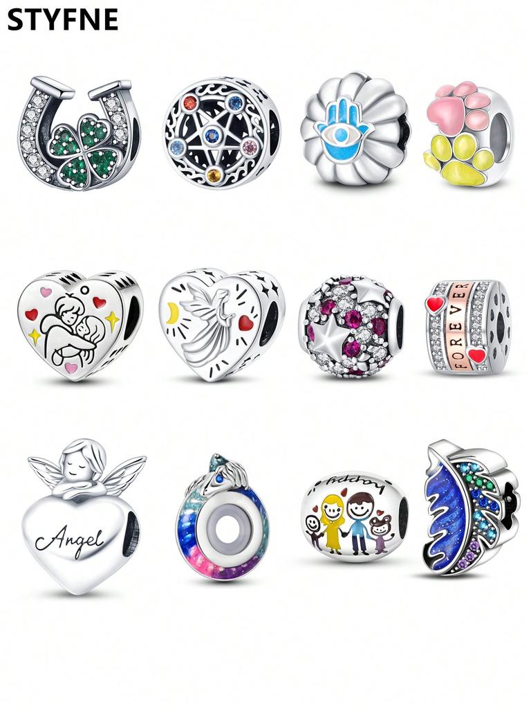 Family Love Four-Leaf Clover Beads Charm Copper Plated Fit Charms Copperoriginal Bracelet For Jewelry Making Diy Charm