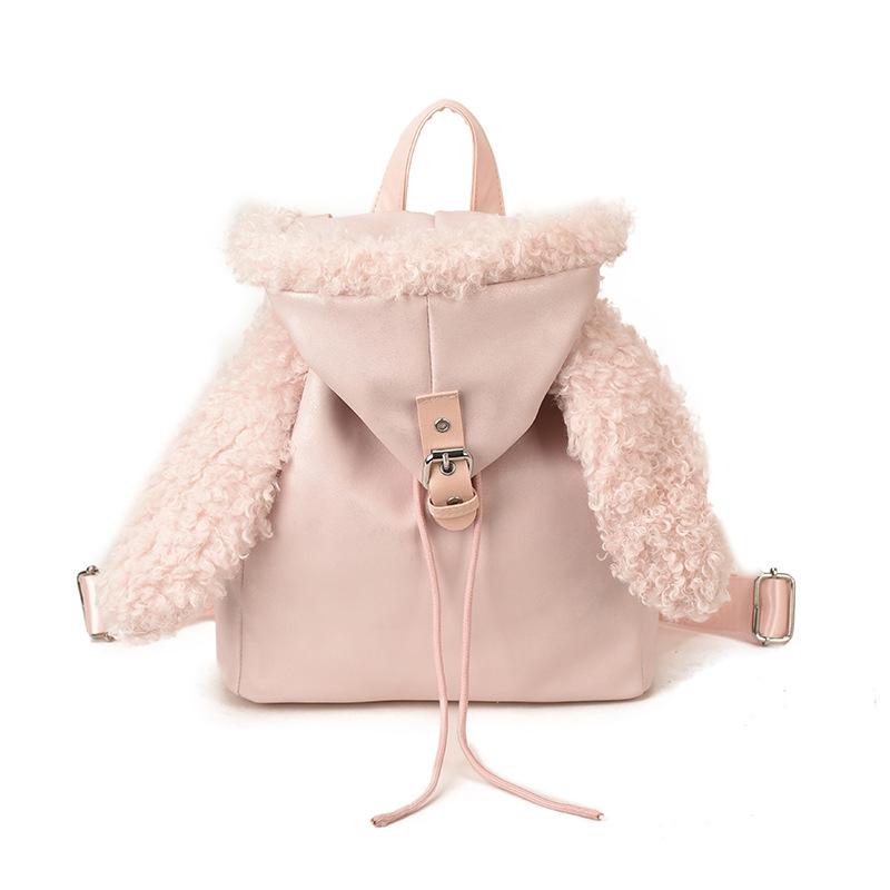 Schoolbag1011 New Rabbit Ears Lamb Wool Backpack Women's High Value Commuter Retro Student Schoolbag Going Out Small Backpack