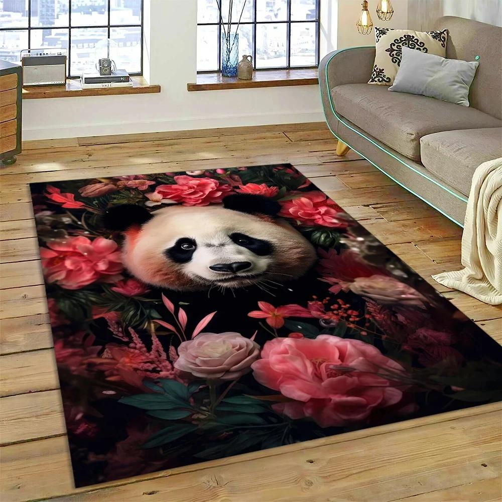 Uroczy dywan panda do sypialni, łazienki, salonu, dekoracja sofy, mata do raczkowania dla dziecka, miękki dywanik z kreskówkowym zwierzęciem, antypoślizgowa mata do zabawy