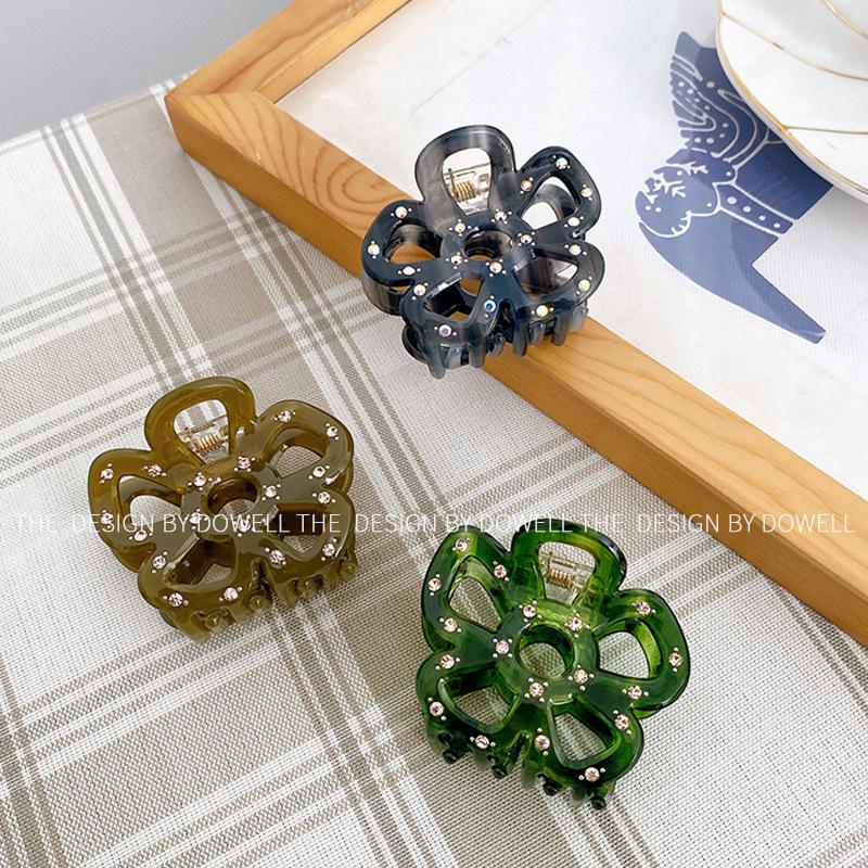 Eyecatching Flower Colorful Hair Claw Clip With Luxurious Detailing Rhinestone