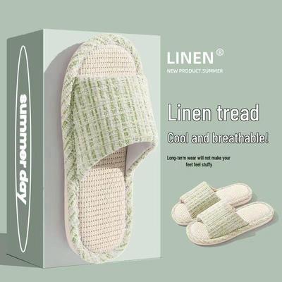 Japanese Style Linen Non-Slip Slippers for Couples - Spring & Summer Indoor Use