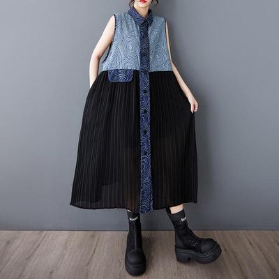 Sleeveless Plus Size Denim Vintage Patchwork New In Dresses for Women Casual Loose Long Summer Dress