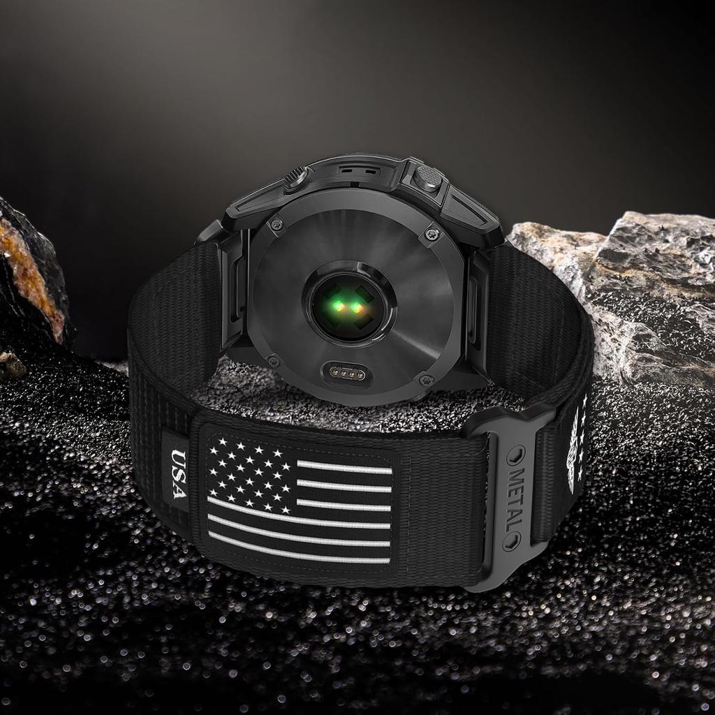 Rugged Nylon Bands for Garmin Fenix 7/Fenix 6/Fenix 5/Fenix 8 E 47mm/5 Plus/6 7 Pro Band for Men,Quickfit Sports Strap Fabric Smartwatch Wristband